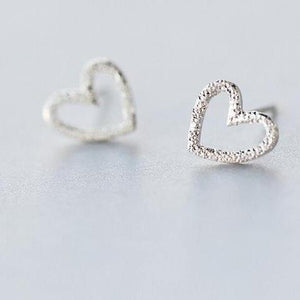 Sterling Silver Open Heart Stud Earrings-925SLVR