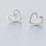 Sterling Silver Open Heart Stud Earrings-925SLVR