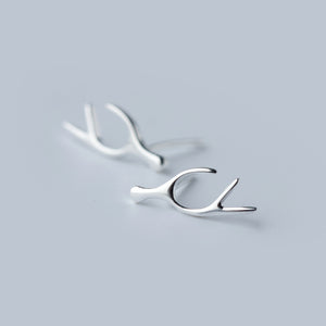 Antler Animal Stud Earrings-925SLVR