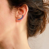 Blue Teardrop Sweep Climber Earrings-925SLVR