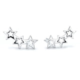 Tiny 3 Stars Stud Climber Earrings-925SLVR