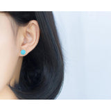 Round Marble Stud Earrings-925SLVR