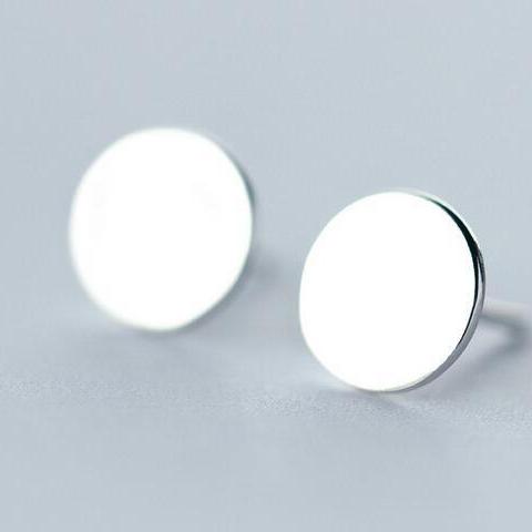 Polished Circle Stud Earrings-925SLVR