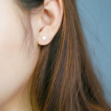 Matte Round Stud Earrings-925SLVR