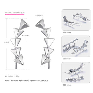 Consecutive Triangle Climber Earrings-925SLVR