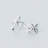 Treble Clef Stud Earrings-925SLVR