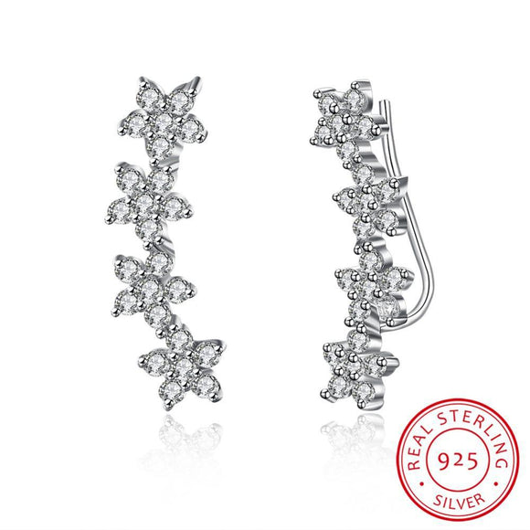 Flower Vine Climber Earrings-925SLVR