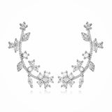 Crystal Flower Vine Climber Earrings-925SLVR