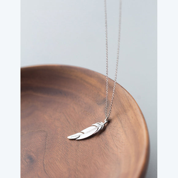 Angel Bird Feather Pendant Necklace-925SLVR