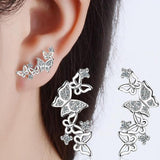 Sparkling Butterfly Climber Earrings-925SLVR