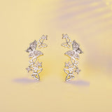 Sparkling Butterfly Climber Earrings-925SLVR