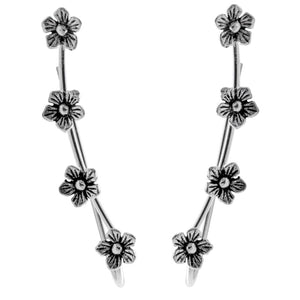 Flower Branch Climber Earrings-925SLVR