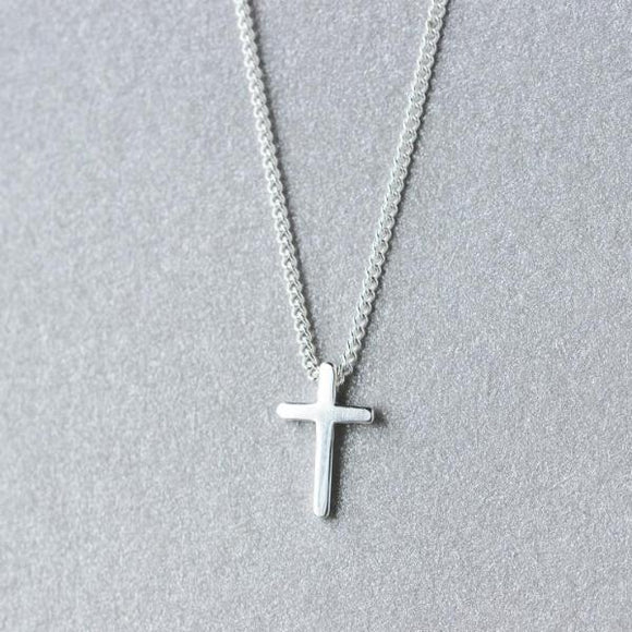 Tiny Cross Pendant Necklace-925SLVR