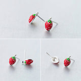 Tiny Fruit Strawberry Stud Earrings