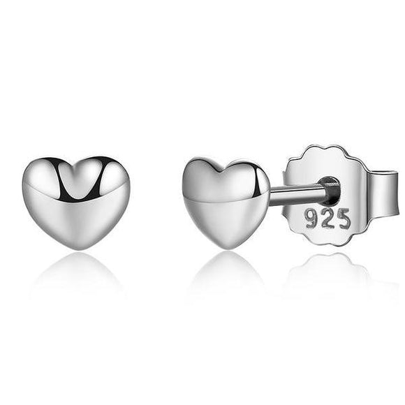 Tiny Heart Stud Earrings-925SLVR