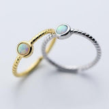 Opal Stone Twisted Band-925SLVR