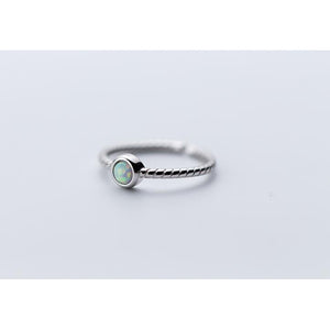 Opal Stone Twisted Band-925SLVR