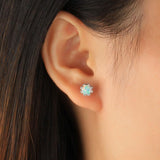 White Opal Stud Earrings-925SLVR