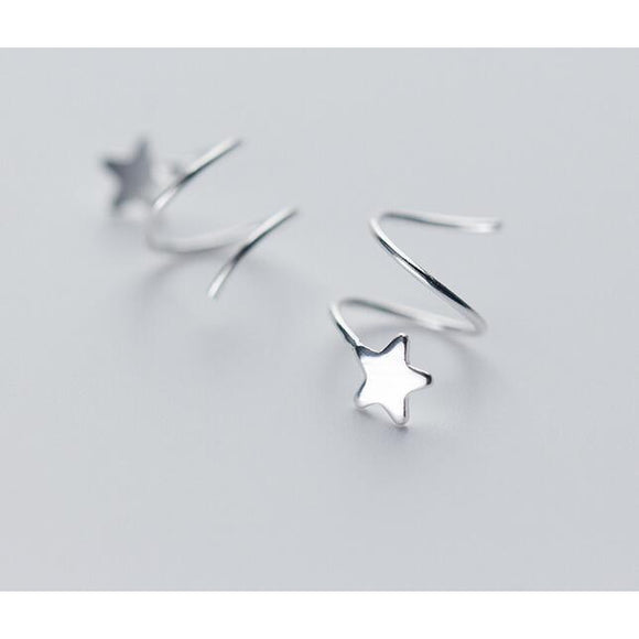 Twisted Star Stud Earrings-925SLVR