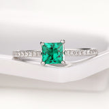 925_Sterling Silver_Jewellery_USA_925 Sterling Silver Green Nano Emerald Ring For Women_925SLVR