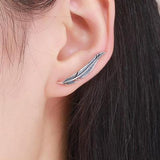 Long Feather Climber Earrings-925SLVR