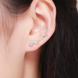 Flower with Petals Climber Earrings-925SLVR