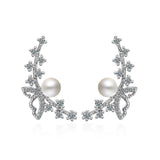 Butterfly Pearl Climber Earrings-925SLVR