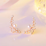 Butterfly Pearl Climber Earrings-925SLVR