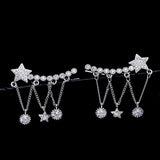 Sun & Star Crystal Tassel Climber Earrings-925SLVR