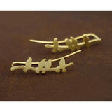 Matte Birds on Branch Climber Earrings-925SLVR