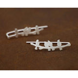 Matte Birds on Branch Climber Earrings-925SLVR