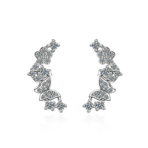 925_Sterling Silver_Jewellery_USA_Butterfly & Flower Climber Earrings_925SLVR