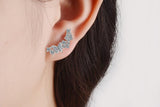 Butterfly & Flower Climber Earrings-925SLVR