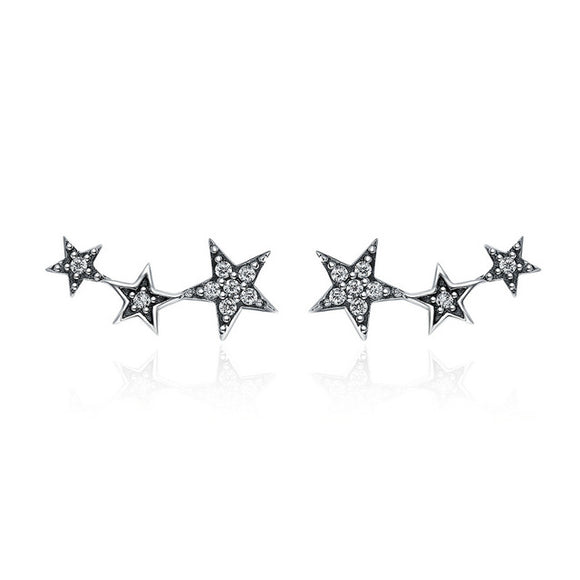 Star Trio Climber Earrings-925SLVR