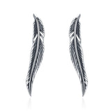 Long Feather Climber Earrings-925SLVR