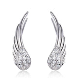 Teardrop Angel Wing Climber Earrings-925SLVR