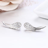 Teardrop Angel Wing Climber Earrings-925SLVR