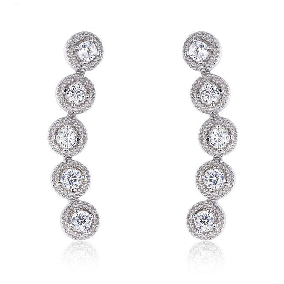 Five Stone Stud Climber Earrings-925SLVR