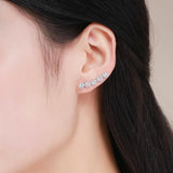 Five Stone Stud Climber Earrings-925SLVR