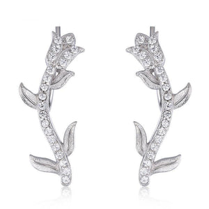 Rose Crystal Climber Earrings-925SLVR