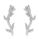 Rose Crystal Climber Earrings-925SLVR