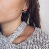 Geometric Bar Leaf Jacket Earrings-925SLVR