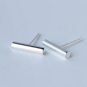 Straight Bar Stud Earrings-925SLVR