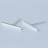 Straight Bar Stud Earrings-925SLVR