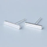 Straight Bar Stud Earrings-925SLVR