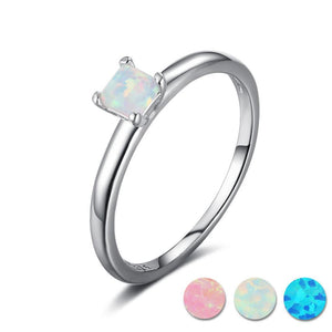 Small Opal Square Ring-925SLVR